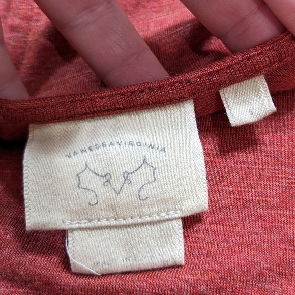 ✨3/$15 Anthro Vanessa Virginia burnt red/orange drop tie sleeveless tank S - Picture 7 of 8